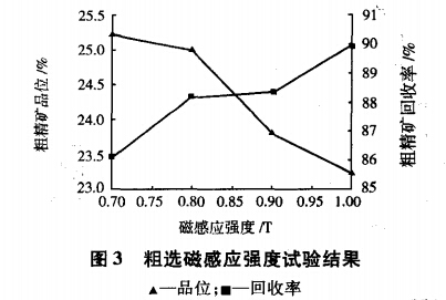 粗選磁感應(yīng)強(qiáng)度試驗(yàn)結(jié)果